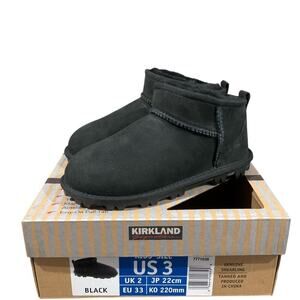 Kirkland Signature Girl’s Boots Shearling Ankle Boots Easy Slip on Size 3 NIB